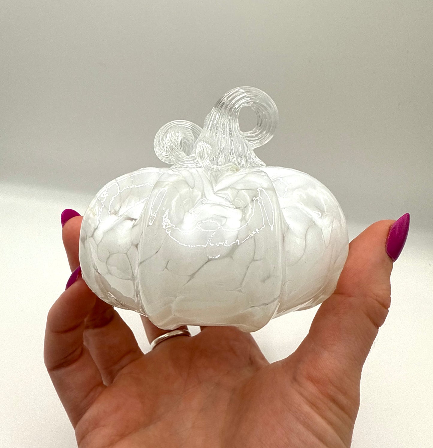 White Glass Pumpkin - Small