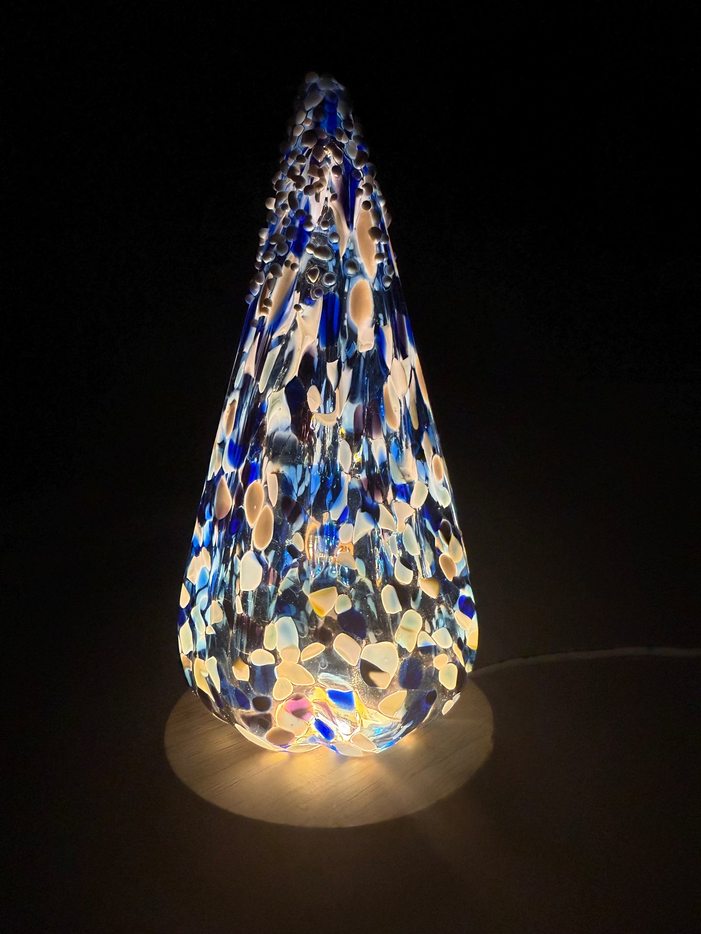 7" Winter Night Blown-Glass Tree