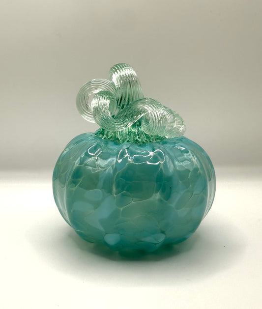 Light Blue Glass Pumpkin - Small