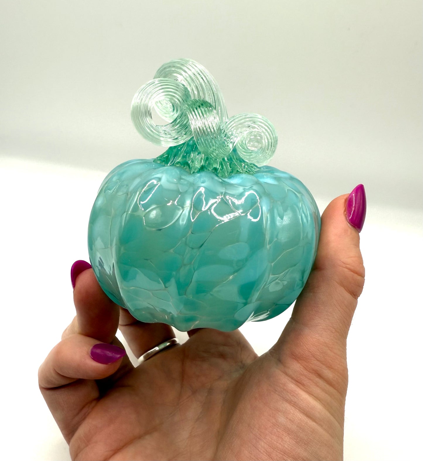 Light Blue Glass Pumpkin - Small