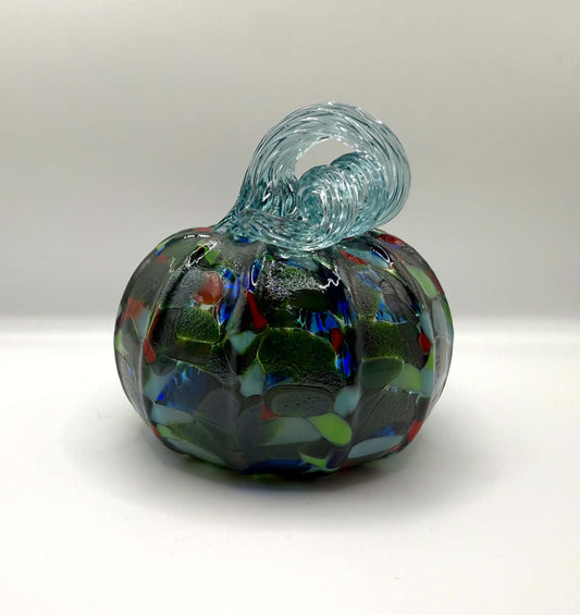Green Blown Glass Pumpkin - Small