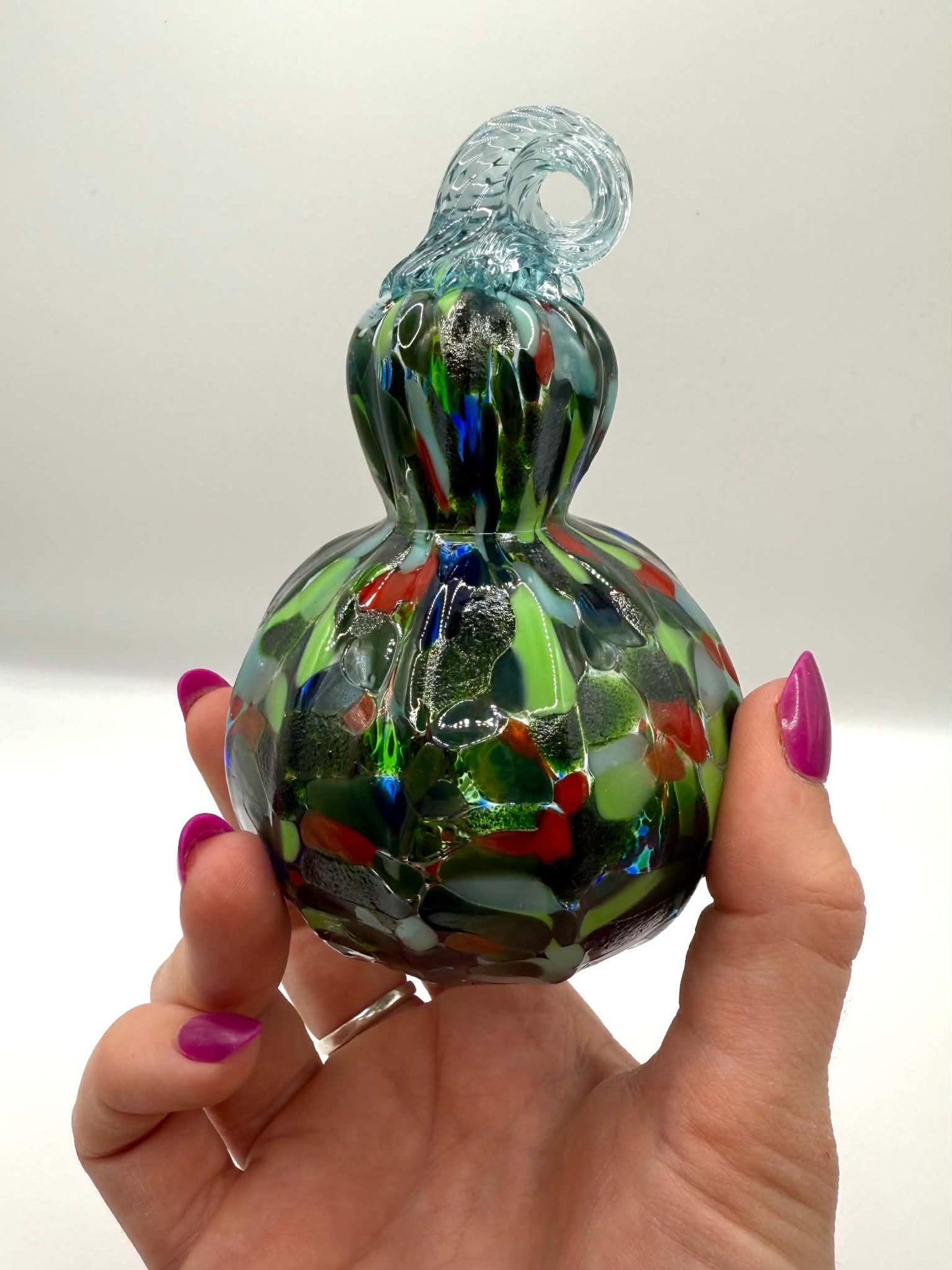 Green Blown Glass Gourd - Small