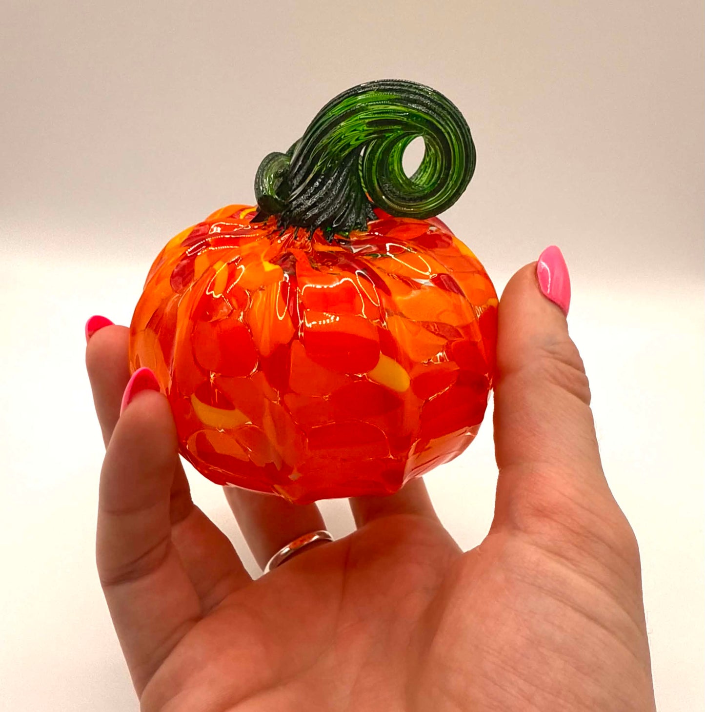 Orange Blown Glass Pumpkin - Small