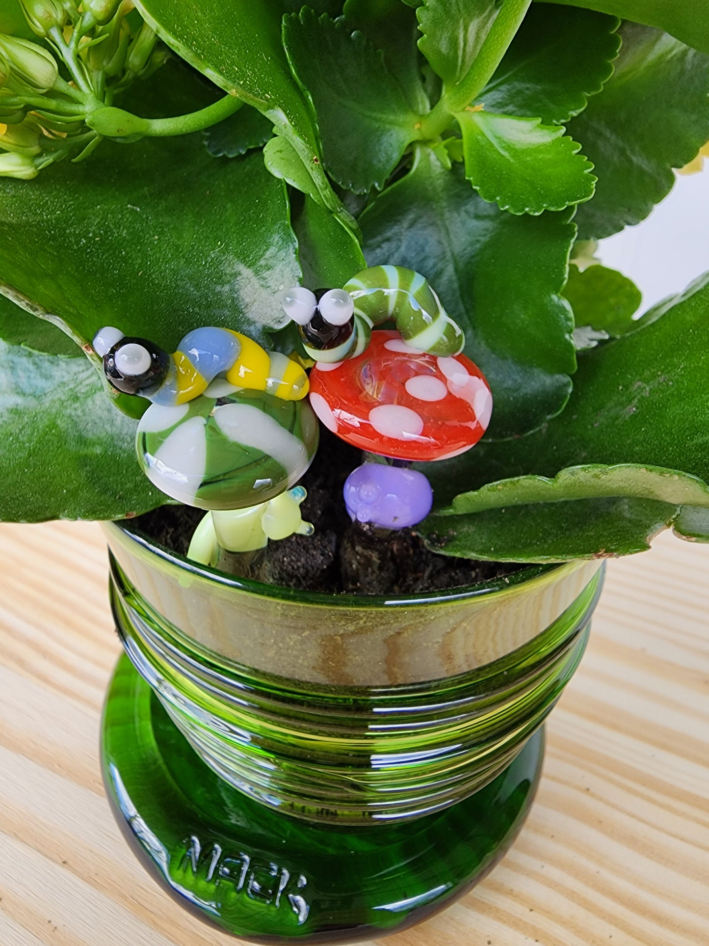 Mushroom Planter Decoration with Caterpillar and Slug Buddies